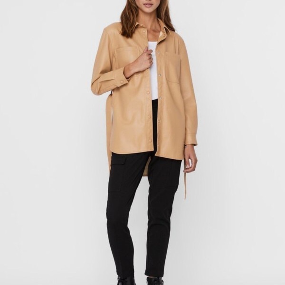 VERA MODA Oversized Vegan Leather Shirt